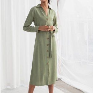 & other stories Belted Up Midi Dress Pistachio